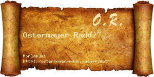 Ostermayer Radó névjegykártya